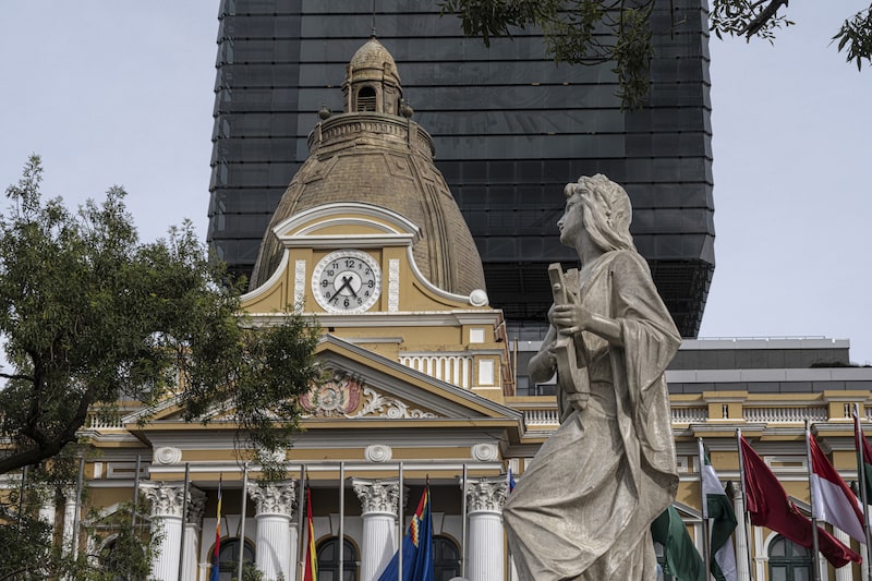 The National Congress, official know as the Plurinational Legislative Assembly, features the former anti-clockwise clock on its facade, in La Paz, Bolivia. Photographer: Marcelo Perez del Carpio/Bloomberg The National Congress, official know as the Plurinational Legislative Assembly, features the former anti-clockwise clock on its facade, in La Paz, Bolivia. Photographer: Marcelo Perez del Carpio/Bloomberg