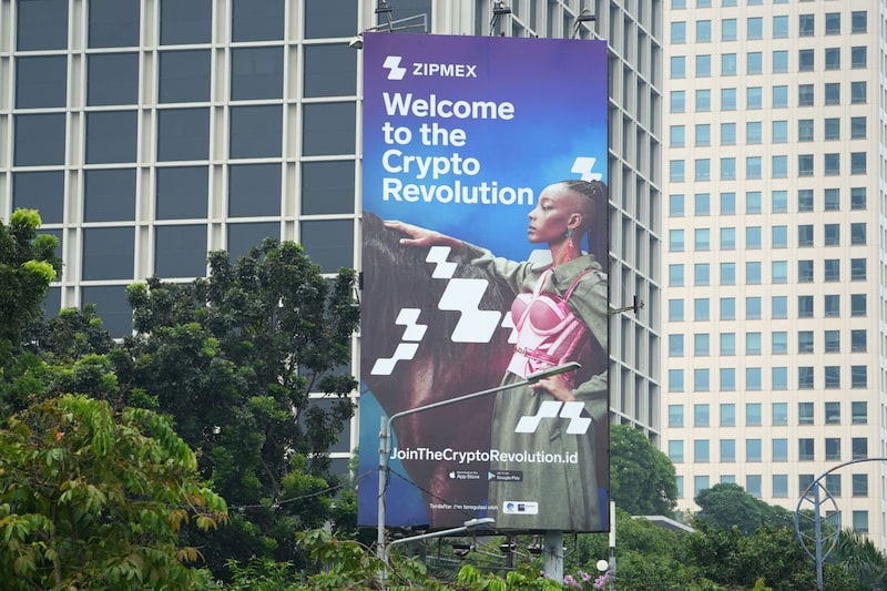 Un anuncio de la bolsa de criptoactivos Zipmex Pte en Yakarta, Indonesia, el jueves 12 de abril de 2022. (Dimas Ardian/Bloomberg). Un anuncio de la bolsa de criptoactivos Zipmex Pte en Yakarta, Indonesia, el jueves 12 de abril de 2022. (Dimas Ardian/Bloomberg).