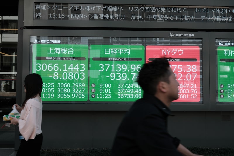 Painel de ações em Tóquio Painel de ações em Tóquio