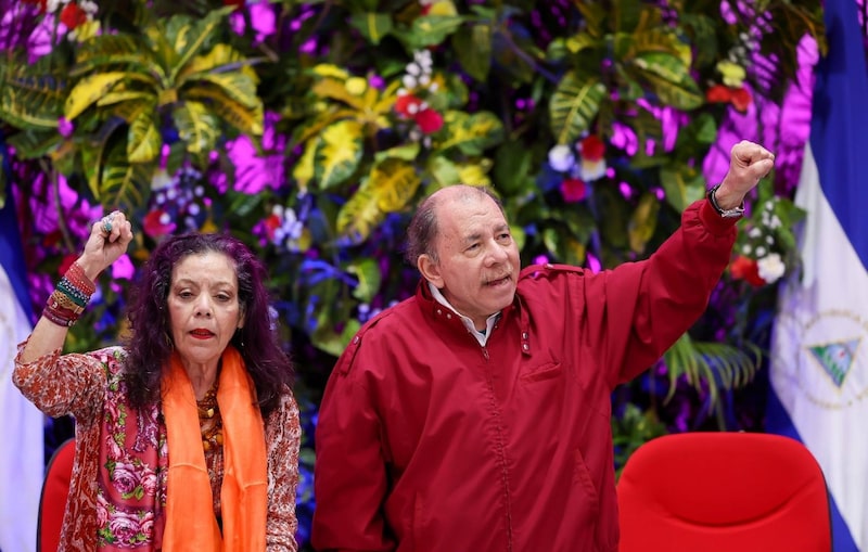 Los copresidentes de Nicaragua, Daniel Ortega y Rosario Murillo, encabezan un acto oficial el 23 de febrero de 2026. Los copresidentes de Nicaragua, Daniel Ortega y Rosario Murillo, encabezan un acto oficial el 23 de febrero de 2026.