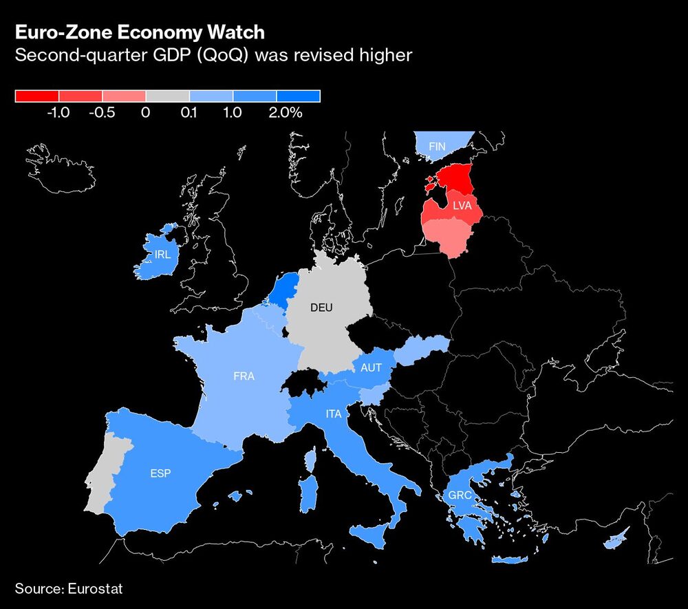 Así creció la zona euro en el segundo trimestre Así creció la zona euro en el segundo trimestre