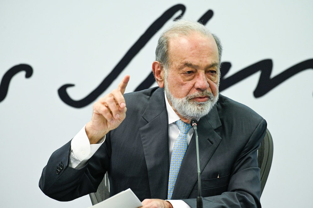 Carlos Slim Helú, presidente emérito de Grupo Carso y América Móvil, en conferencia de prensa en la Fundación Carlos Slim, el lunes 12 de febrero de 2024. Carlos Slim Helú, presidente emérito de Grupo Carso y América Móvil, en conferencia de prensa en la Fundación Carlos Slim, el lunes 12 de febrero de 2024.