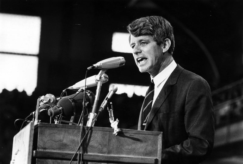 1968: Senator Robert Kennedy speaking at an election rally. (Photo by Harry Benson/Express/Getty Images) 1968: Senator Robert Kennedy speaking at an election rally. (Photo by Harry Benson/Express/Getty Images)