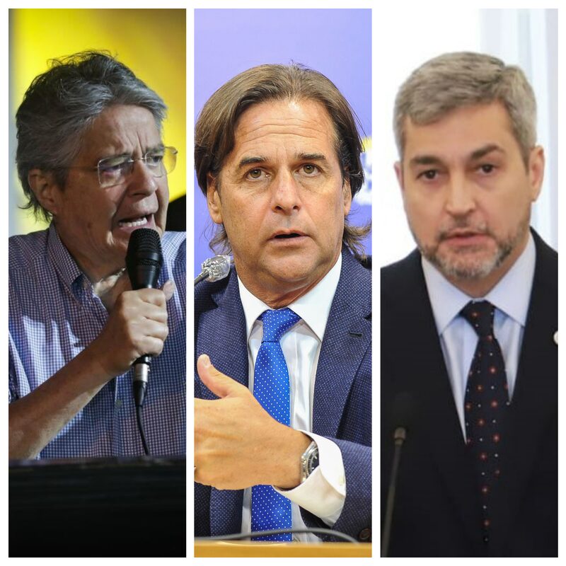 Los presidentes Guillermo Lasso (Ecuador), Luis Lacalle Pou (Uruguay) y Mario Abdo Benítez (Paraguay). Los presidentes Guillermo Lasso (Ecuador), Luis Lacalle Pou (Uruguay) y Mario Abdo Benítez (Paraguay).