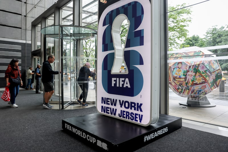 Signage for the FIFA World Cup at The Shops at Columbus Circle in New York, US, on Thursday, May 21, 2026. A thousand New Yorkers will win $50 tickets to the FIFA World Cup in June and July, giving them a way around sky-high prices that have stirred anger among soccer fans. Photographer: Michael Nagle/Bloomberg Signage for the FIFA World Cup at The Shops at Columbus Circle in New York, US, on Thursday, May 21, 2026. A thousand New Yorkers will win $50 tickets to the FIFA World Cup in June and July, giving them a way around sky-high prices that have stirred anger among soccer fans. Photographer: Michael Nagle/Bloomberg