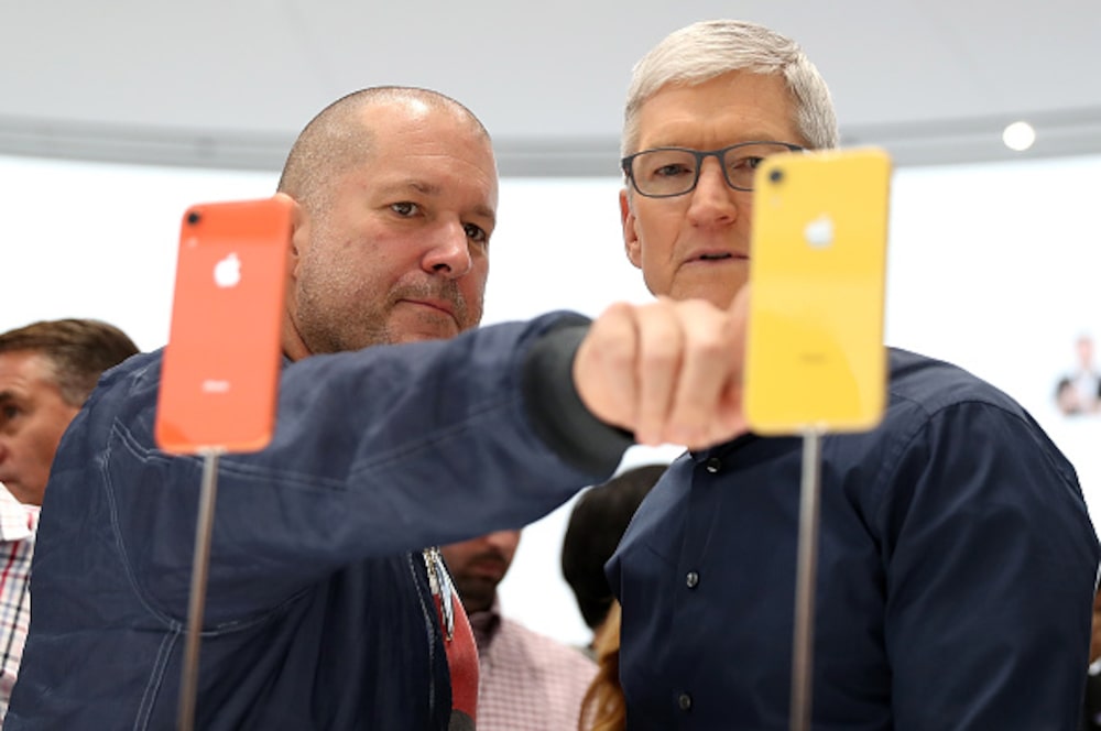 CUPERTINO, CA - SEPTEMBER 12: Apple chief design officer Jony Ive (L) and Apple CEO Tim Cook inspect the new iPhone XR during an Apple special event at the Steve Jobs Theatre on September 12, 2018 in Cupertino, California. Apple released three new versions of the iPhone and an update Apple Watch. (Photo by Justin Sullivan/Getty Images) CUPERTINO, CA - SEPTEMBER 12: Apple chief design officer Jony Ive (L) and Apple CEO Tim Cook inspect the new iPhone XR during an Apple special event at the Steve Jobs Theatre on September 12, 2018 in Cupertino, California. Apple released three new versions of the iPhone and an update Apple Watch. (Photo by Justin Sullivan/Getty Images)