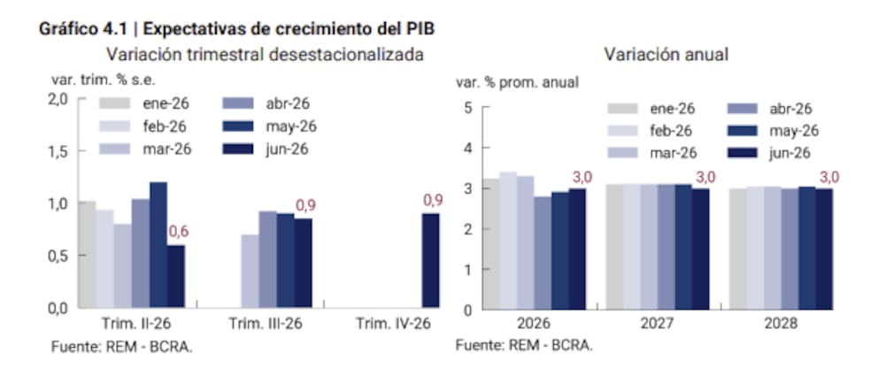 El REM de junio del BCRA anticipaba crecimiento, pero ahora los economistas ven una caída. El REM de junio del BCRA anticipaba crecimiento, pero ahora los economistas ven una caída.