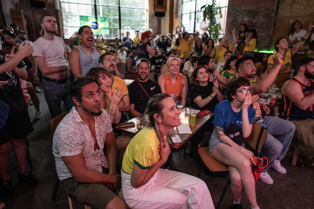Fans watch the FIFA World Cup 2026 Group C match between Brazil and Morocco during a watch party at Socceria restaurant in the Brooklyn borough of New York, US, on Saturday, June 13, 2026. The first World Cup match at New Jerseys MetLife Stadium is Brazil versus Morocco starting at 6 p.m. New York time on Saturday. Photographer: Victor J. Blue/Bloomberg Fans watch the FIFA World Cup 2026 Group C match between Brazil and Morocco during a watch party at Socceria restaurant in the Brooklyn borough of New York, US, on Saturday, June 13, 2026. The first World Cup match at New Jerseys MetLife Stadium is Brazil versus Morocco starting at 6 p.m. New York time on Saturday. Photographer: Victor J. Blue/Bloomberg