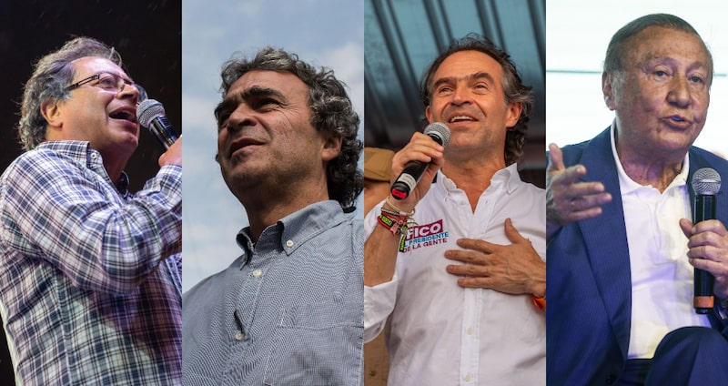 De izquierda a derecha Gustavo Petro, Sergio Fajardo, Federico Gutiérrez y Rodolfo Hernández. De izquierda a derecha Gustavo Petro, Sergio Fajardo, Federico Gutiérrez y Rodolfo Hernández.