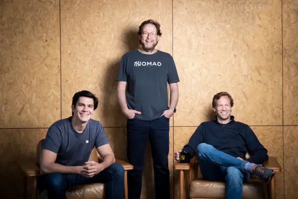 Lucas Vargas, CEO, Eduardo Haber e Patrick Sigrist, cofundadores da fintech Nomad