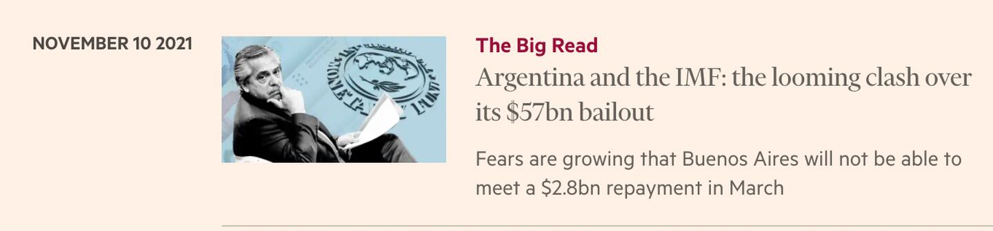 El Financial Times sembró dudas sobre el acuerdo de Argentina con el FMI.dfd