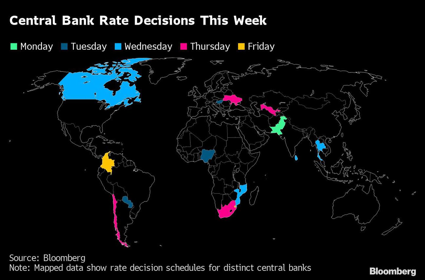 Decisiones de los bancos centrales sobre los tipos de interés esta semana.dfd