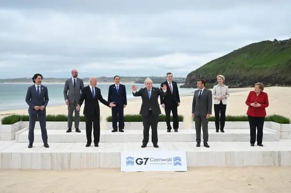 Los líderes del G-7 en Cornualles, Reino Unido, en junio de 2021. Fotógrafo: Leon Neal/WPA Pool/Getty Images