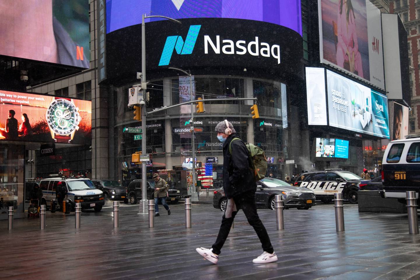The Nasdaq MarketSite in New York. Photographer: Michael Nagle/Bloomberg