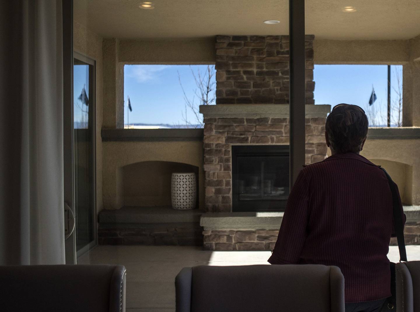 A prospective home buyer views a model home in Albuquerque, New Mexico