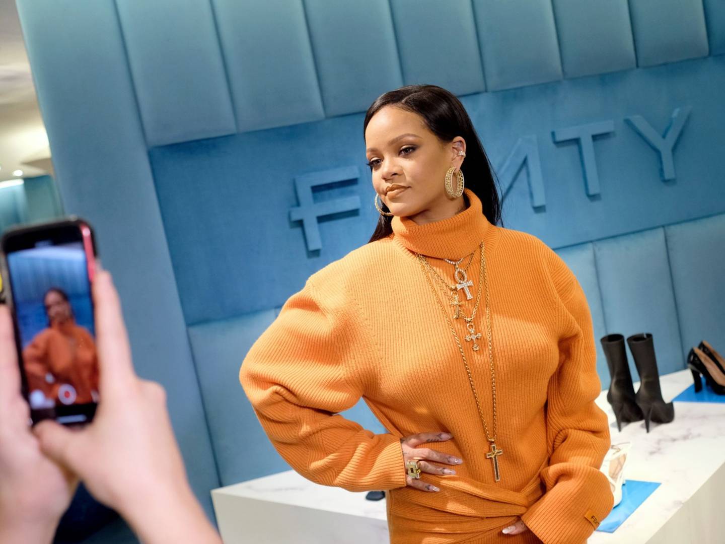 Rihanna at the launch of one of the Fentydfd products