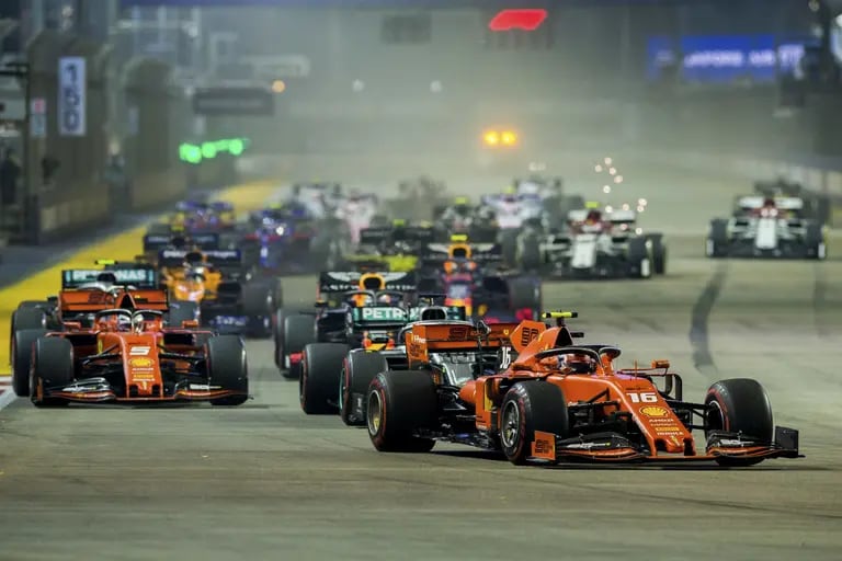 A view of the start of the F1 Grand Prix of Singapore at Marina Bay Street Circuit on Sept. 22, 2019. Interest in the sport among Americans, historically apathetic toward F1, is at an all-time high, according to Google Trends.dfd