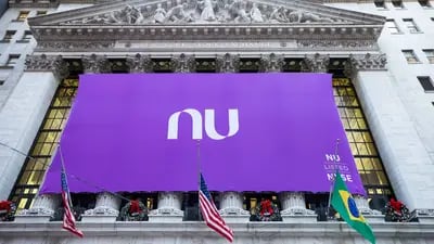 Fachada da Nyse para estreia das ações do Nubank em Wall Street