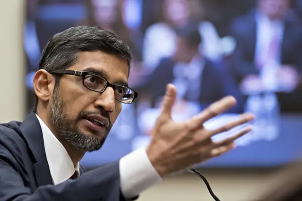 Sundar Pichai, CEO de Google Inc, durante una audiencia del Comité Judicial de la Cámara de Representantes en Washington, D.C., Estados Unidos, el martes 11 de diciembre de 2018.