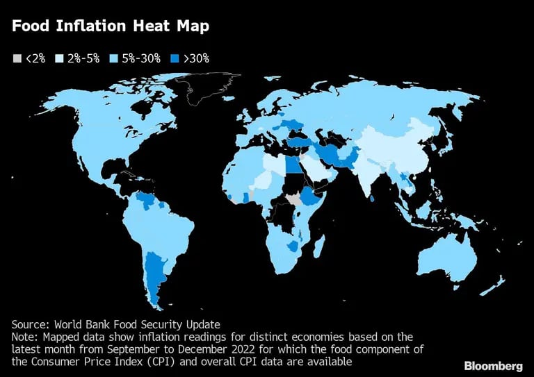 Mapa de calor de la inflación alimentariadfd