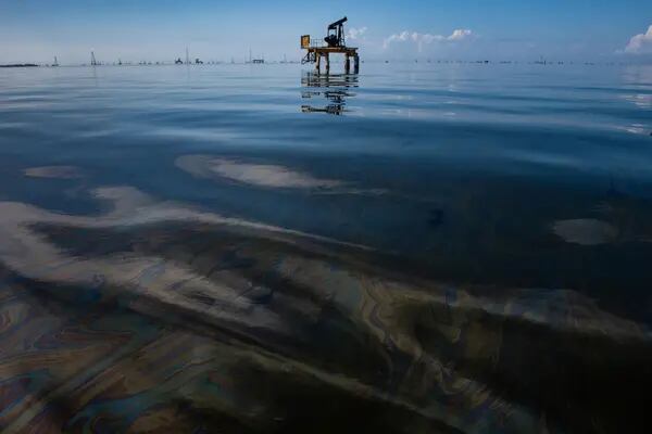 Oil operations in lake Maracaibo, Venezuela.