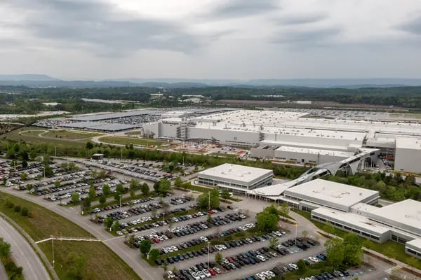 Una planta de montaje de Volkswagen AG en Chattanooga, Tennessee, EE.UU.