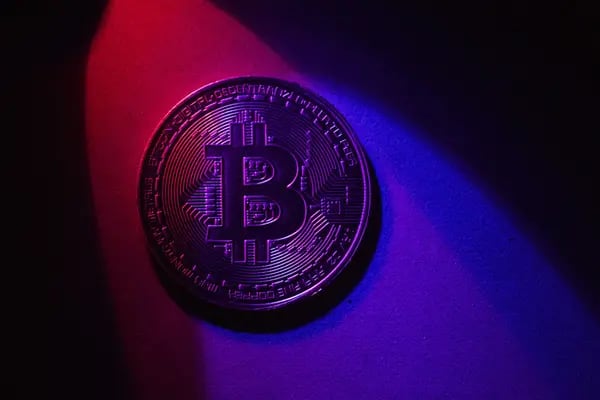 Un token de bitcoin dispuesto en Sidney, Australia,