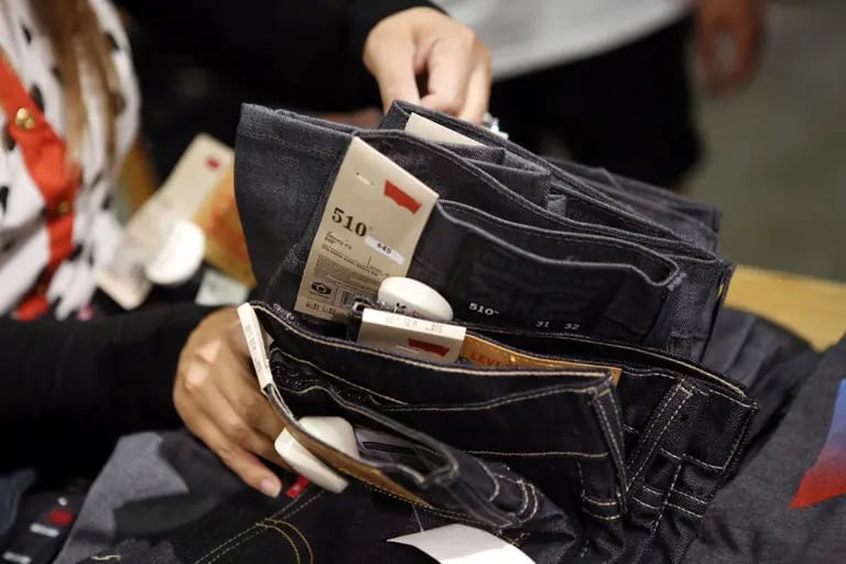 Levi Strauss & Co. jeans for sale in the U.S. The company scaled back its involvement with BCI. Photographer: Patrick T. Fallon/Bloombergdfd