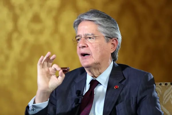 Ecuador's President Guillermo Lasso, during an interview with Bloomberg Línea.